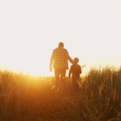 Father and son farming