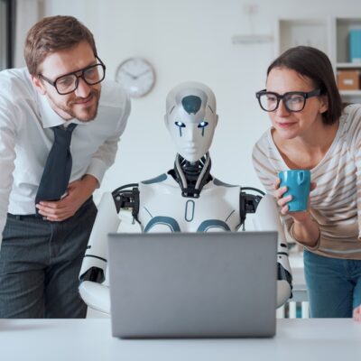 Ai working in farm office