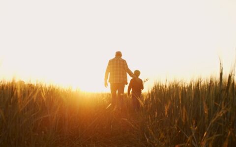 Father and son farming