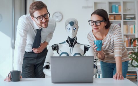 Ai working in farm office