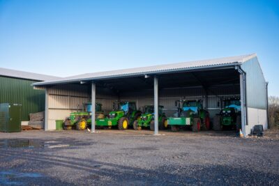 Barn with tractors