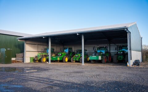 Barn with tractors inside
